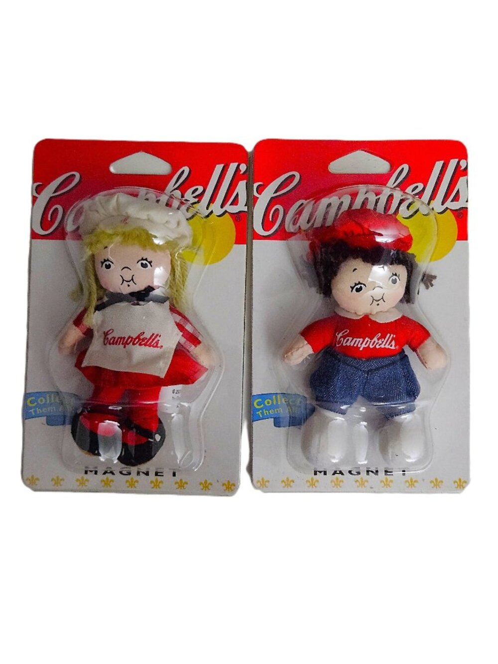 Set of Vintage Campbell's Soup Kids Plush Refrigerator Magnets – New